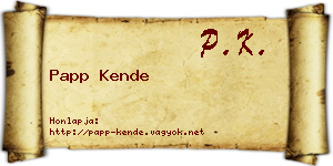 Papp Kende névjegykártya